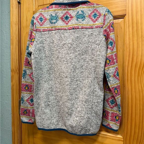 Simply Southern size S blue crab half button pullover - Picture 8 of 10